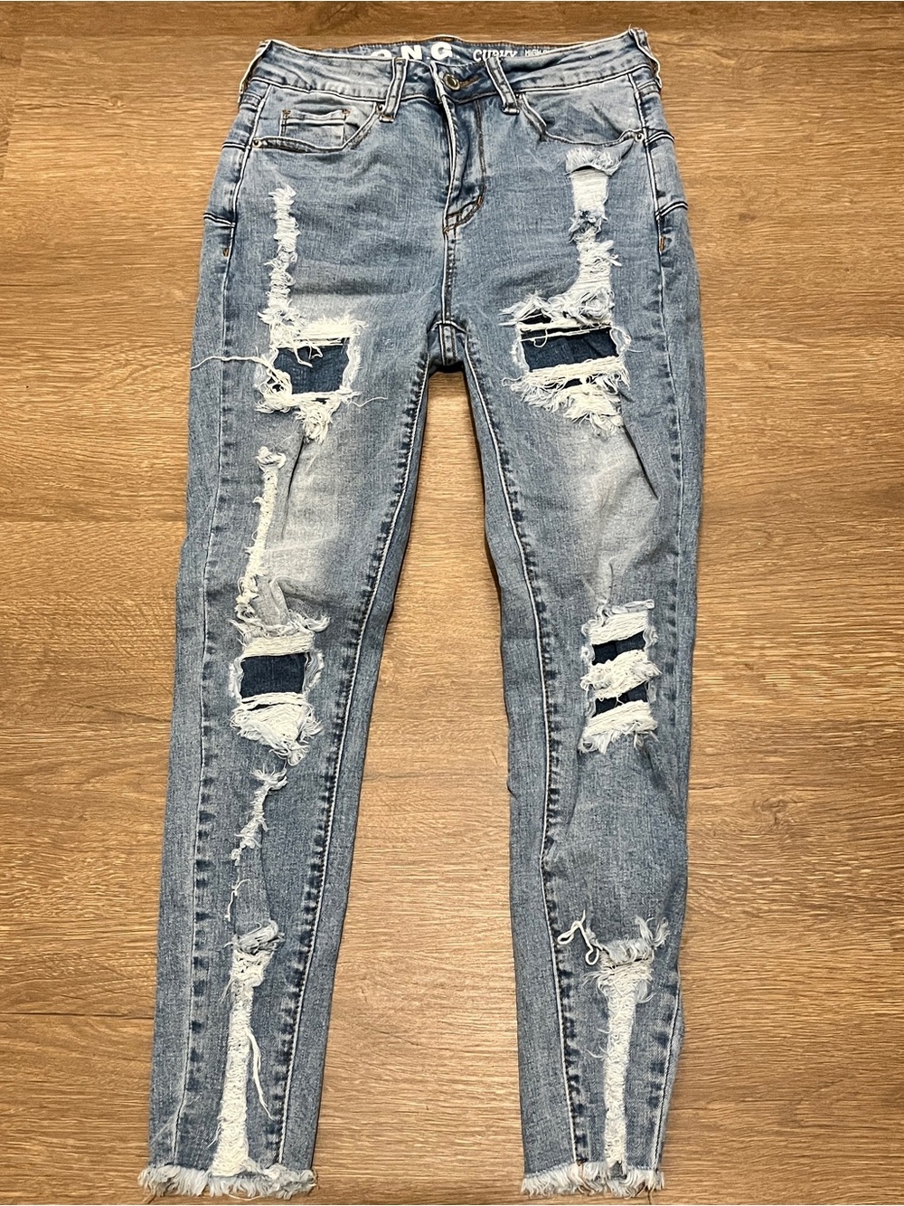 S.O.N.G. Curvy High Rise Super Distressed Skinny Ankle Jeans — (3/26)